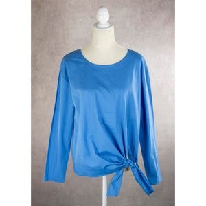 Adrienne Vittadini Blue Stretch Cotton Blouse M